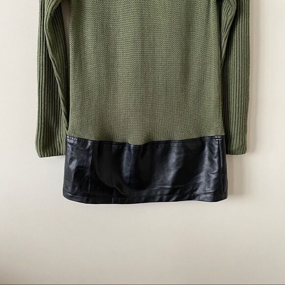 Anthro “Yoon” Knit/Faux Leather Tunic Sweater - Picture 7 of 9